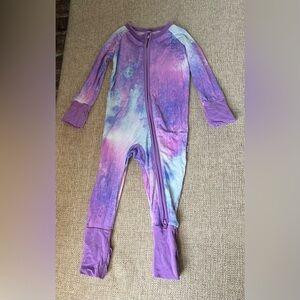 Little Sleepies Bamboo Purple and Blue Tie-Dye Convertible Romper 3-6 Months